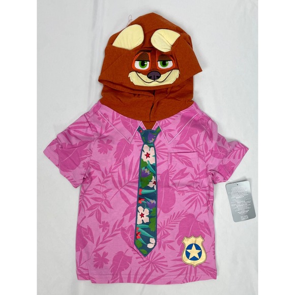 Disney Other - Disney Zootopia Sz 3 Child Nick Wilde Costume T-Shirt Hoodie Short Sleeves Pink